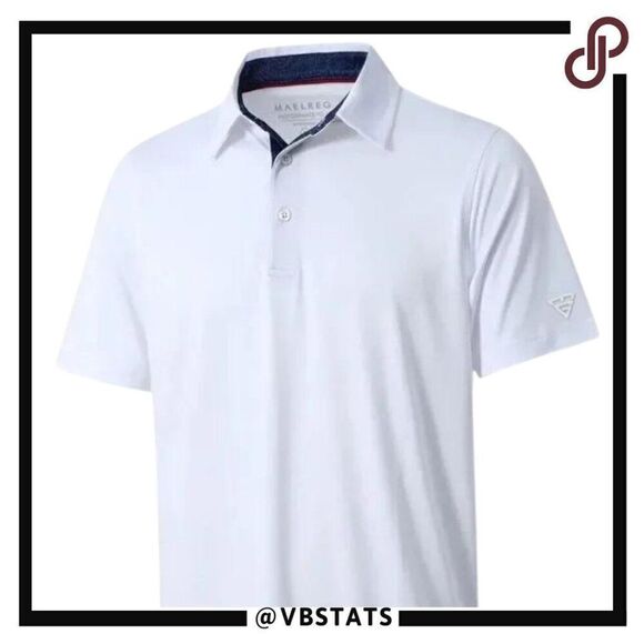 Maelreg White Performance Men's Quick Dry Solid Golf Polo Shirt in Size Large - Picture 1 of 9